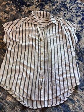 The Workshop Size M Black White Striped Blouse